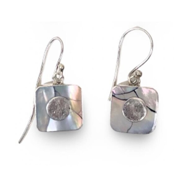 Sandy Baker Abalone and 925 Sterling Silver Earrings | Contemporary | Vintage - Picture 1 of 5